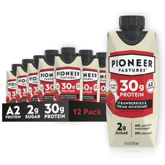 Pioneer Pastures front packaging showing strawberries and cream benefits