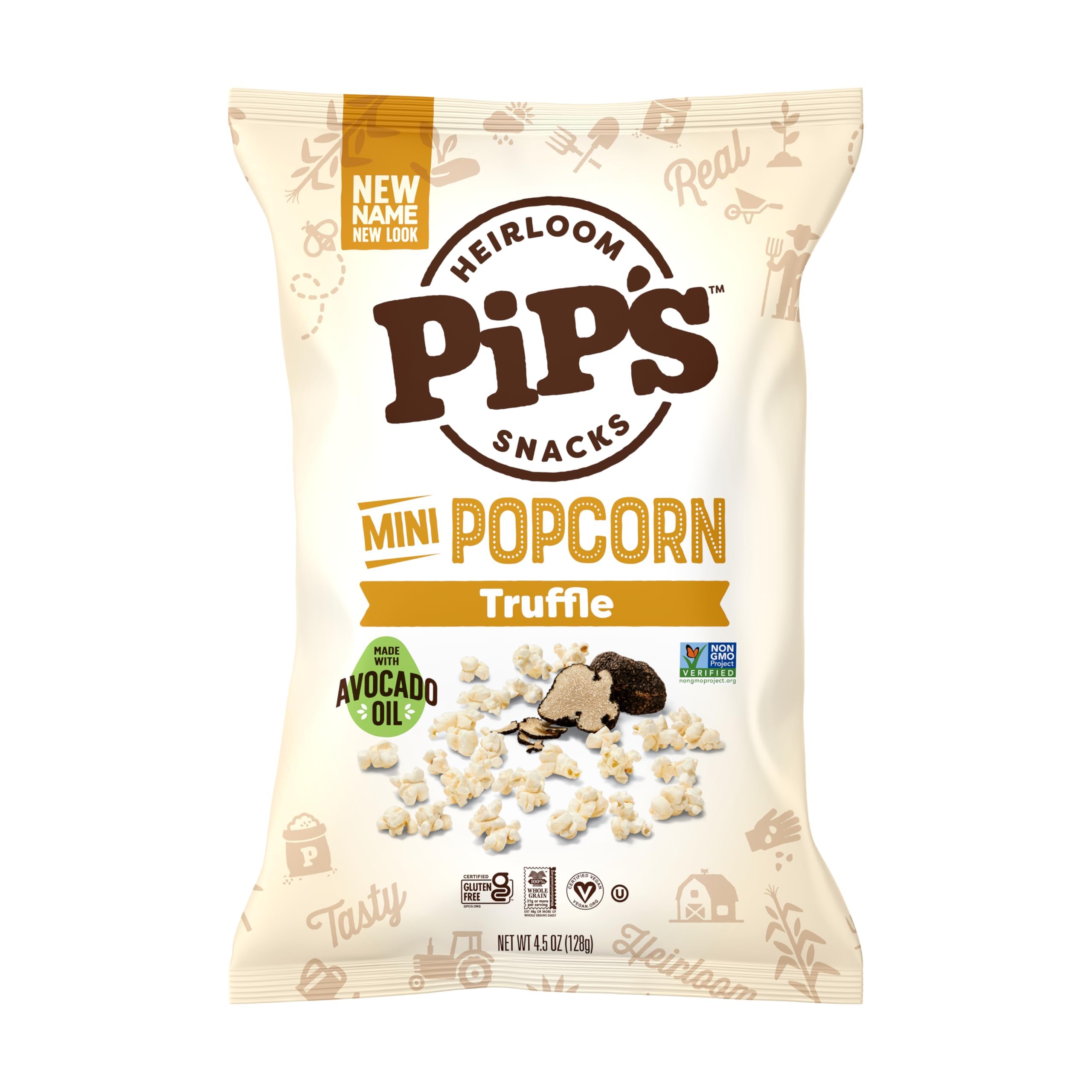 Pipcorn open bag with mini popcorn kernels ready to snack for convenience