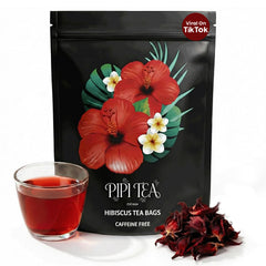 PIPI TEA front packaging showing organic hibiscus and freshness benefit