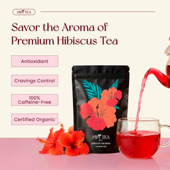PiPi Tea tea bag close-up displaying natural hibiscus flavor