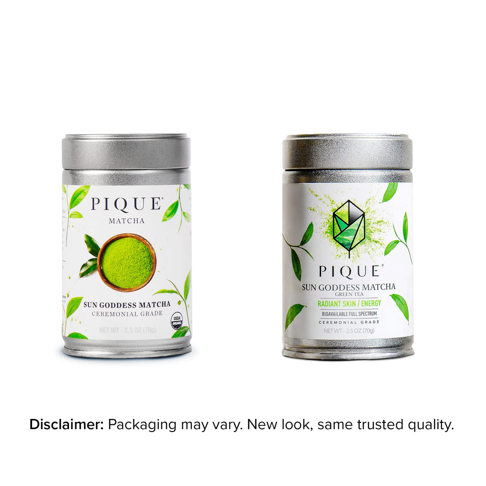 PIQUE matcha powder close-up showing fine texture and vivid green color