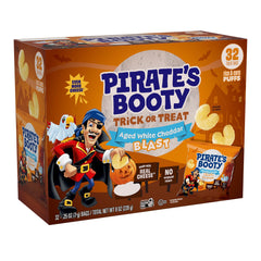 Pirate's Booty front packaging showing Halloween-themed box and serving convenience