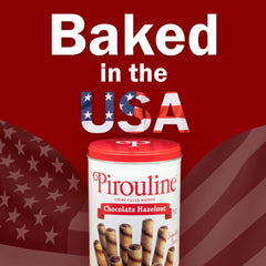 Pirouline cross-section showing wafer texture and chocolate-hazelnut cream filling for flavor clarity