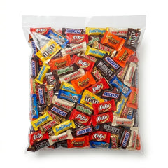 Pisoka front of pack showing assorted fun‑size chocolates and large bag for convenience