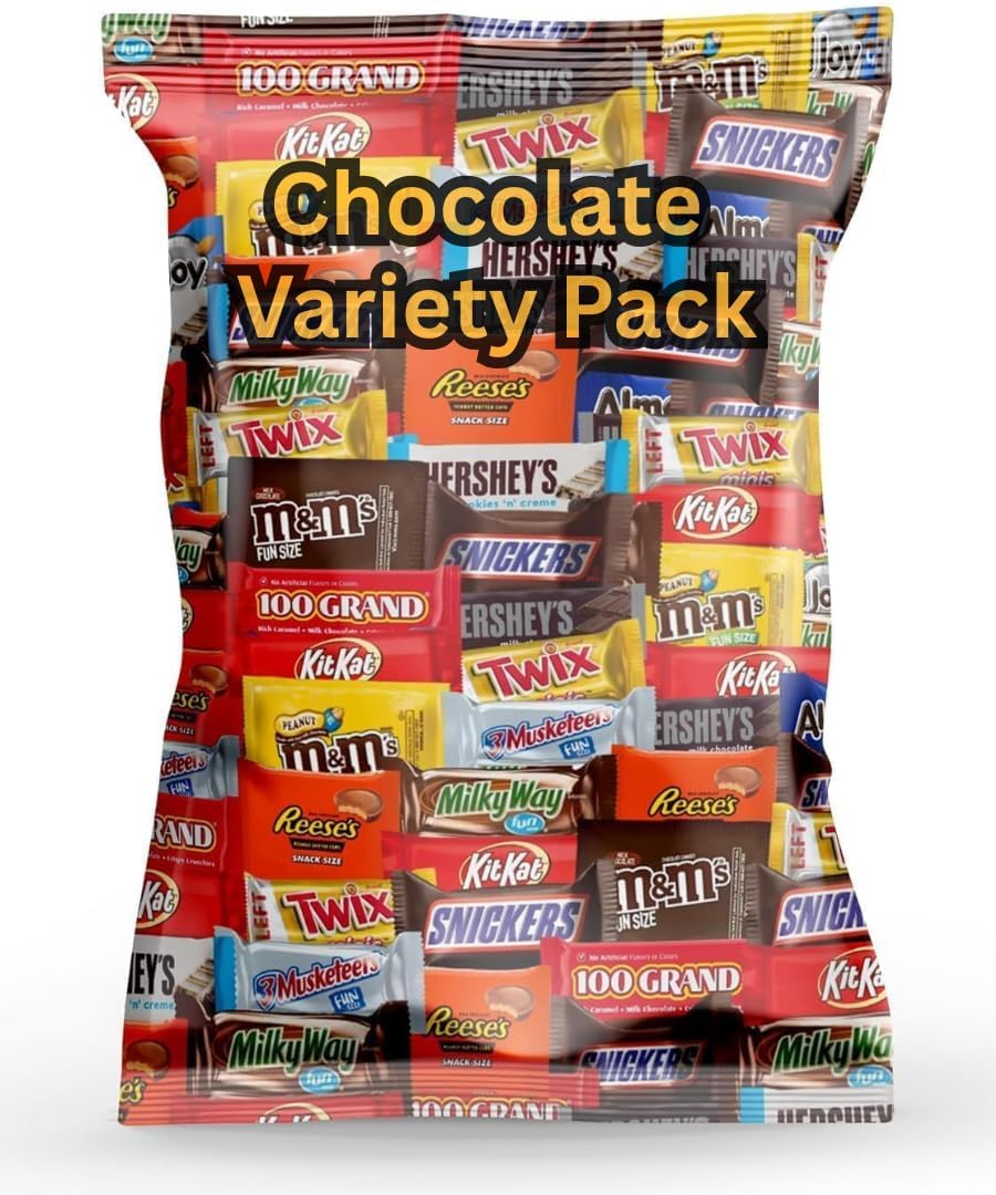 Pisoka front packaging showing assorted chocolates and clear labeling for easy grabbing