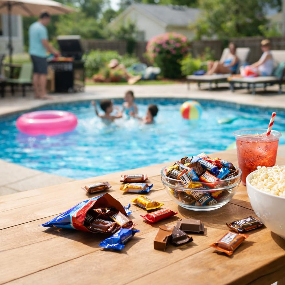 Pisoka candy bag in hand to show two-pound size and portable party portioning