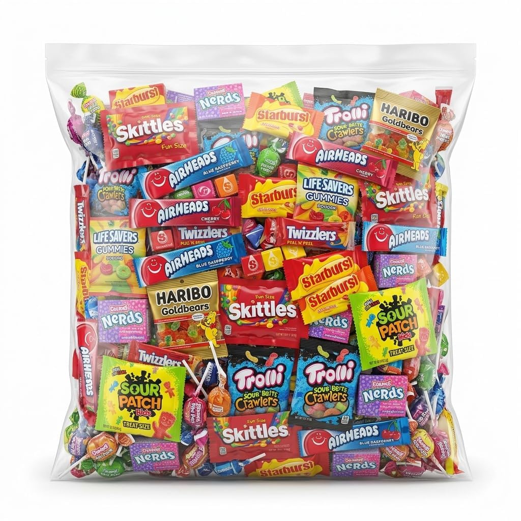 Pisoka front-facing bag showing colorful individually wrapped candies for easy sharing