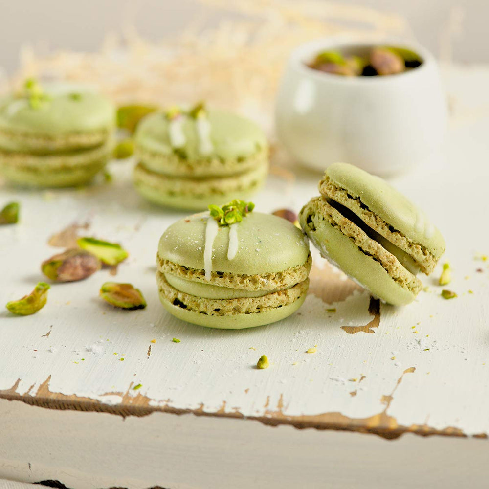 The Pistachio Factory pistachio flour used in muffins cooling on a rack for moist crumb