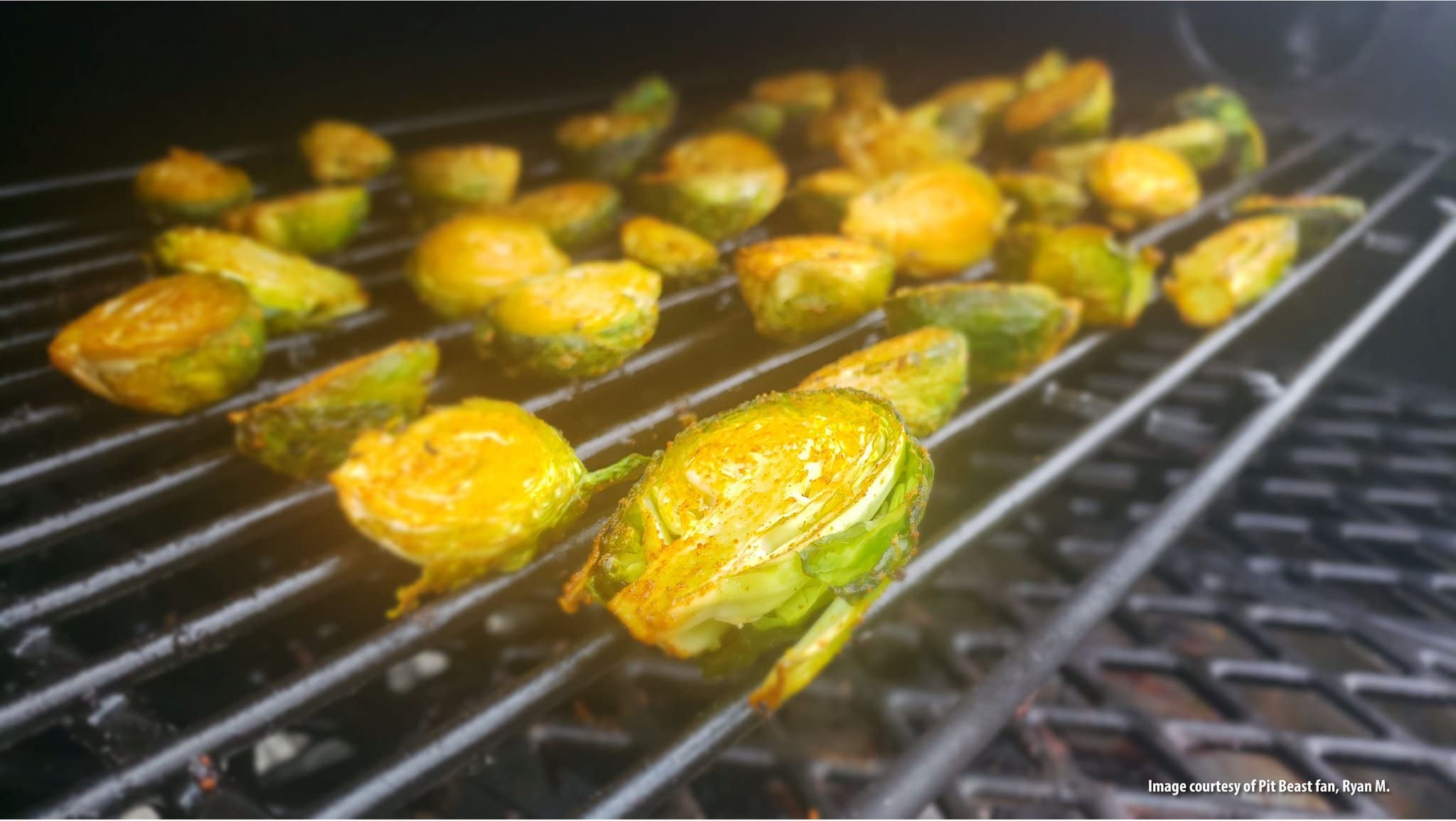 Pit Beast seasoning sprinkled on vegetables for smoky crispness