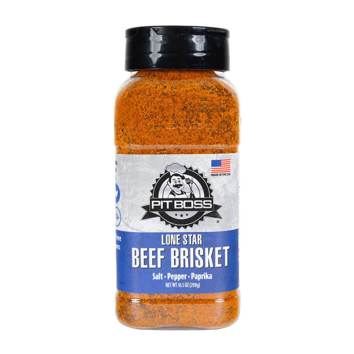 PIT BOSS bottle front packaging showing Lone Star label and benefits
