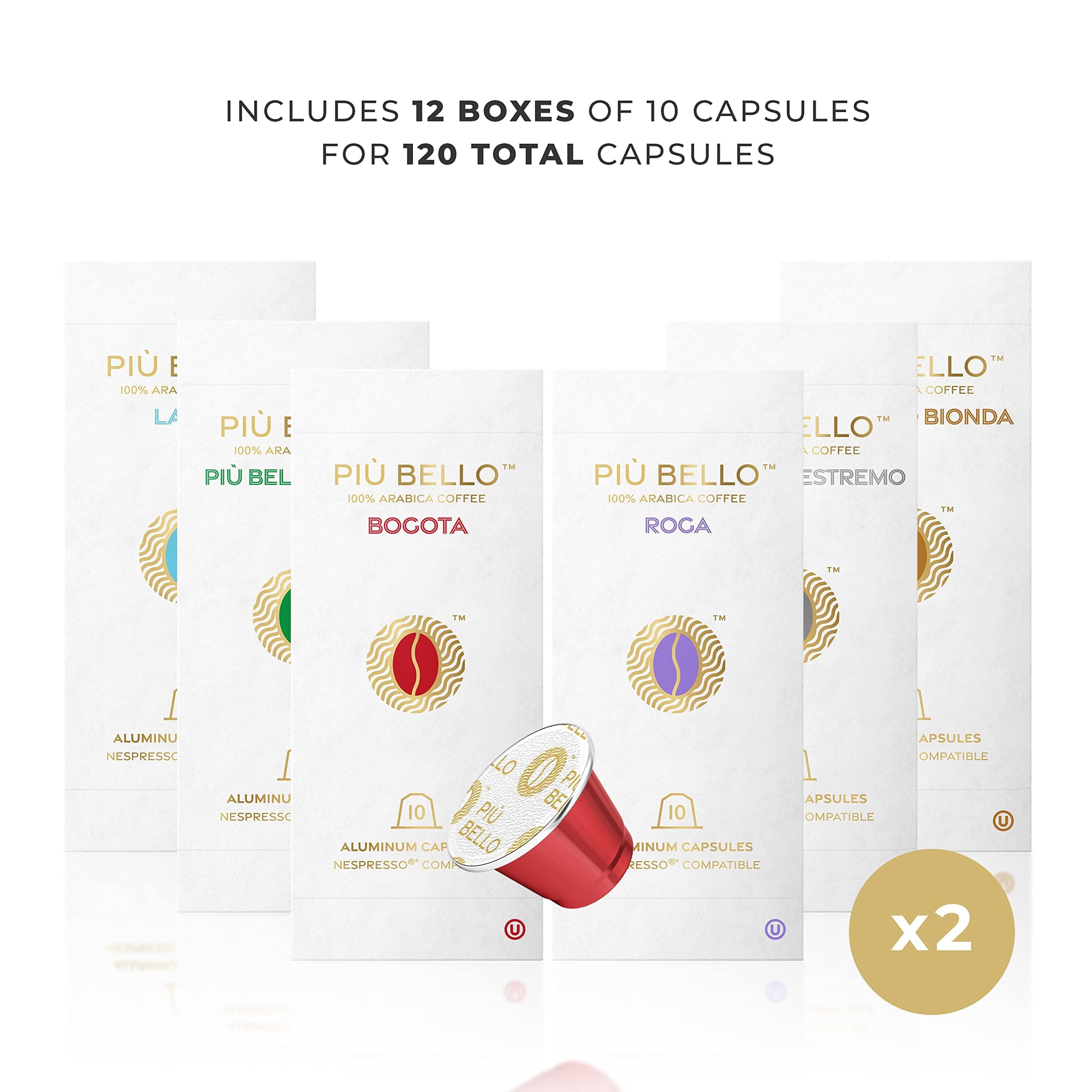 PIU BELLO pods top view close-up highlighting capsule design and freshness