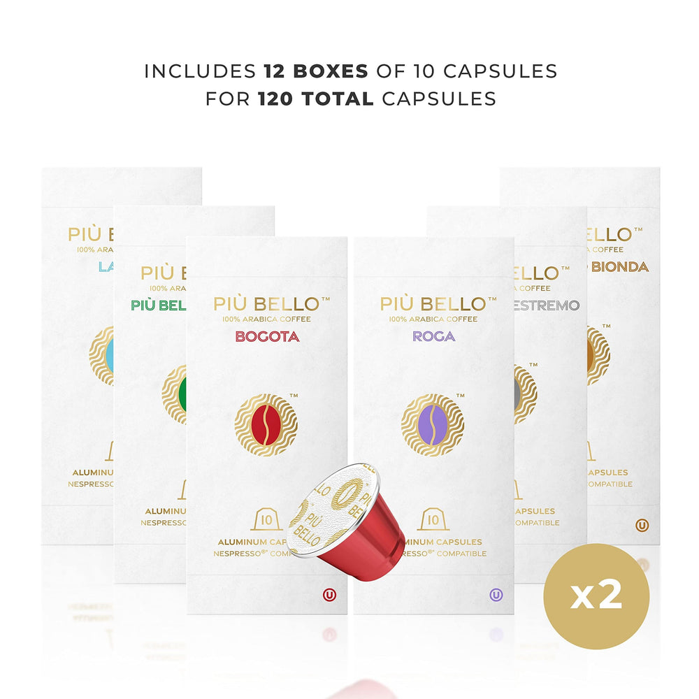 PIU BELLO pods top view close-up highlighting capsule design and freshness
