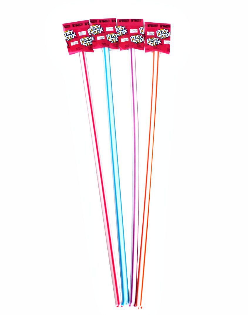 Pixy Stix front packaging showing colorful sugar straws and lively flavors for parties