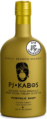 P.J. KABOS front bottle showing dark glass and family reserve branding for freshness