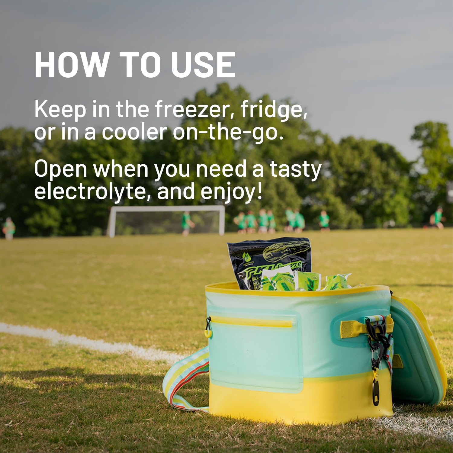 PKLfreeze frozen pop held in hand illustrating portable chilled hydration