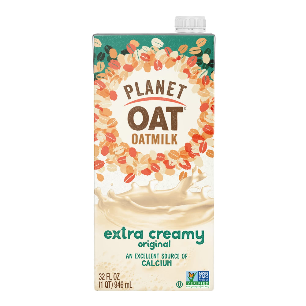 Planet Oat front packaging showing brand and creamy oatmilk for easy identification