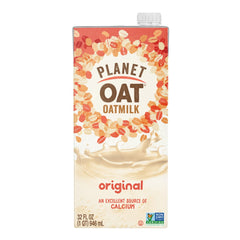 Planet Oat front packaging showing carton and branding with clear nutrition benefits