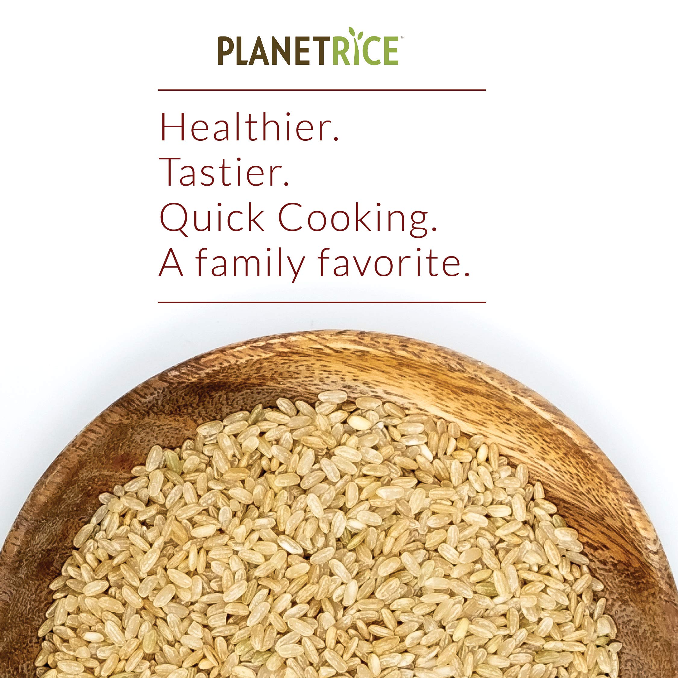 Bowl of cooked Planet Rice showing fluffy, chewy grains for meals