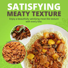 Plant Basics seasoned chunks in skillet showing quick cooked meal convenience