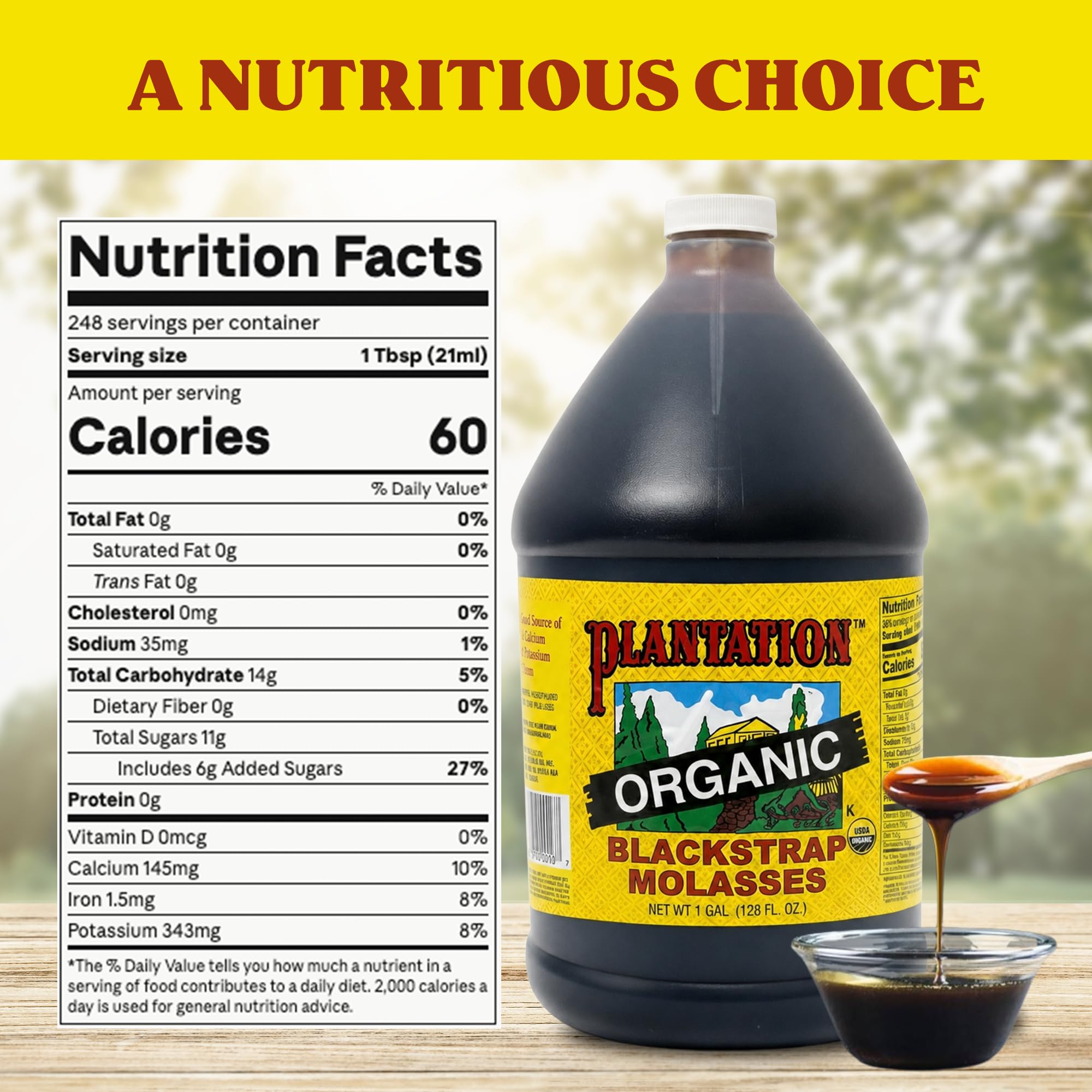 Plantation molasses pouring close-up highlighting thick texture and easy measuring benefit