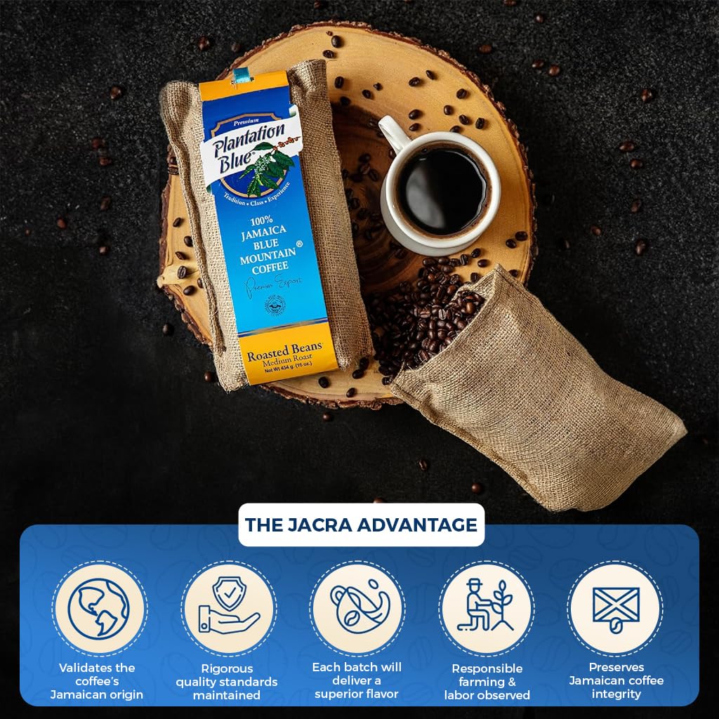 Plantation Blue foil bag with one-way valve preserving freshness
