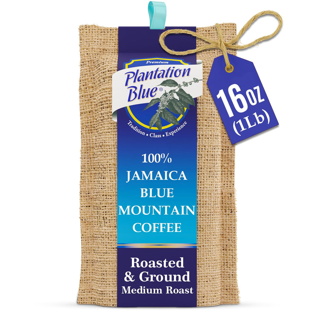 Plantation Blue front packaging showing sealed 16oz bag and freshness benefit