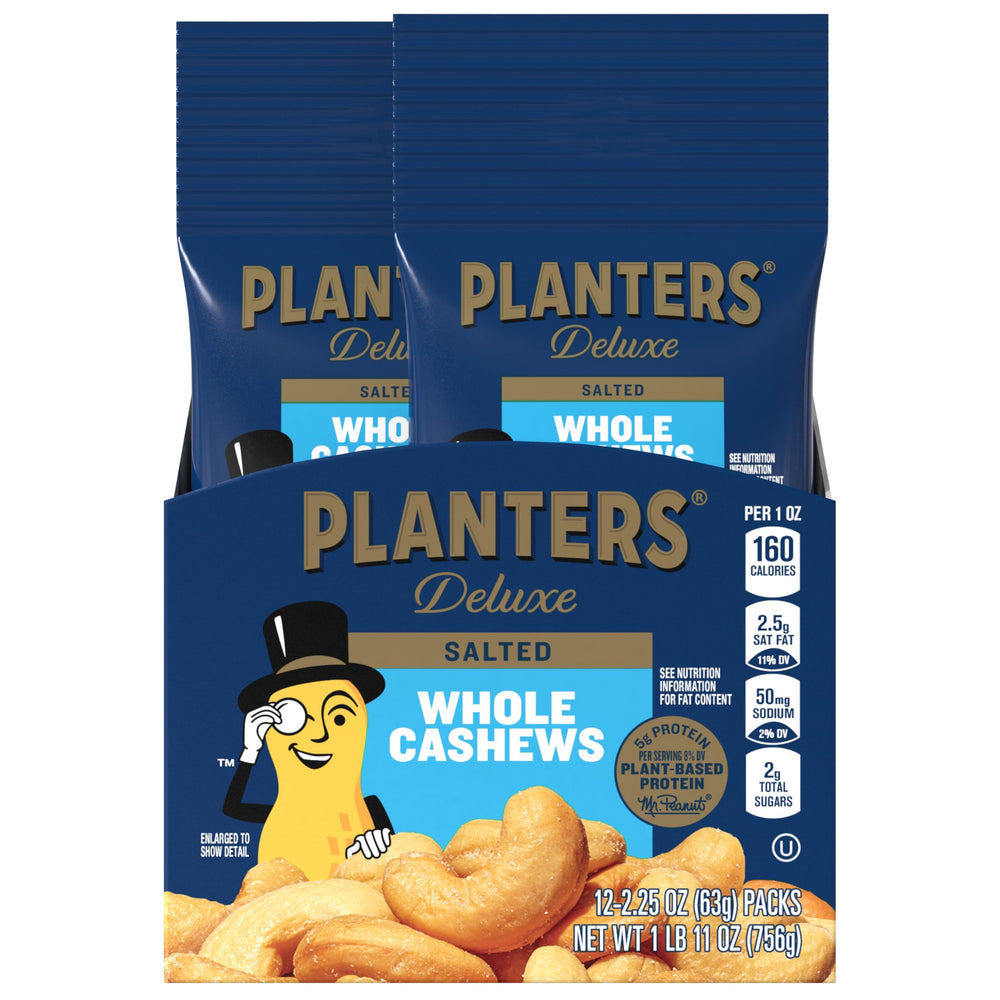 PLANTERS deluxe front packaging shows 12 small bags and convenience