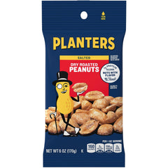 PLANTERS front packaging shot showing 6 oz bag and clear brand, highlights grab-and-go convenience