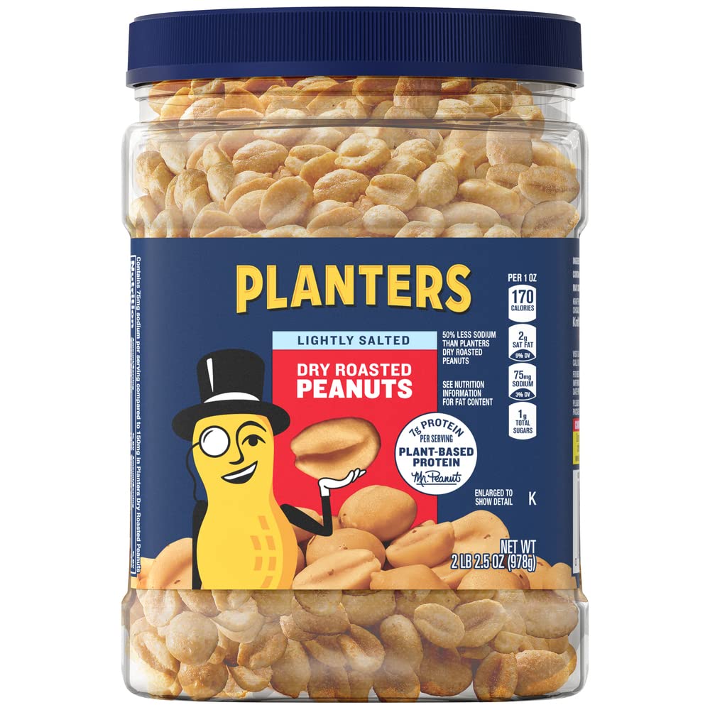 PLANTERS front packaging showing six 34.5 oz canisters and convenience