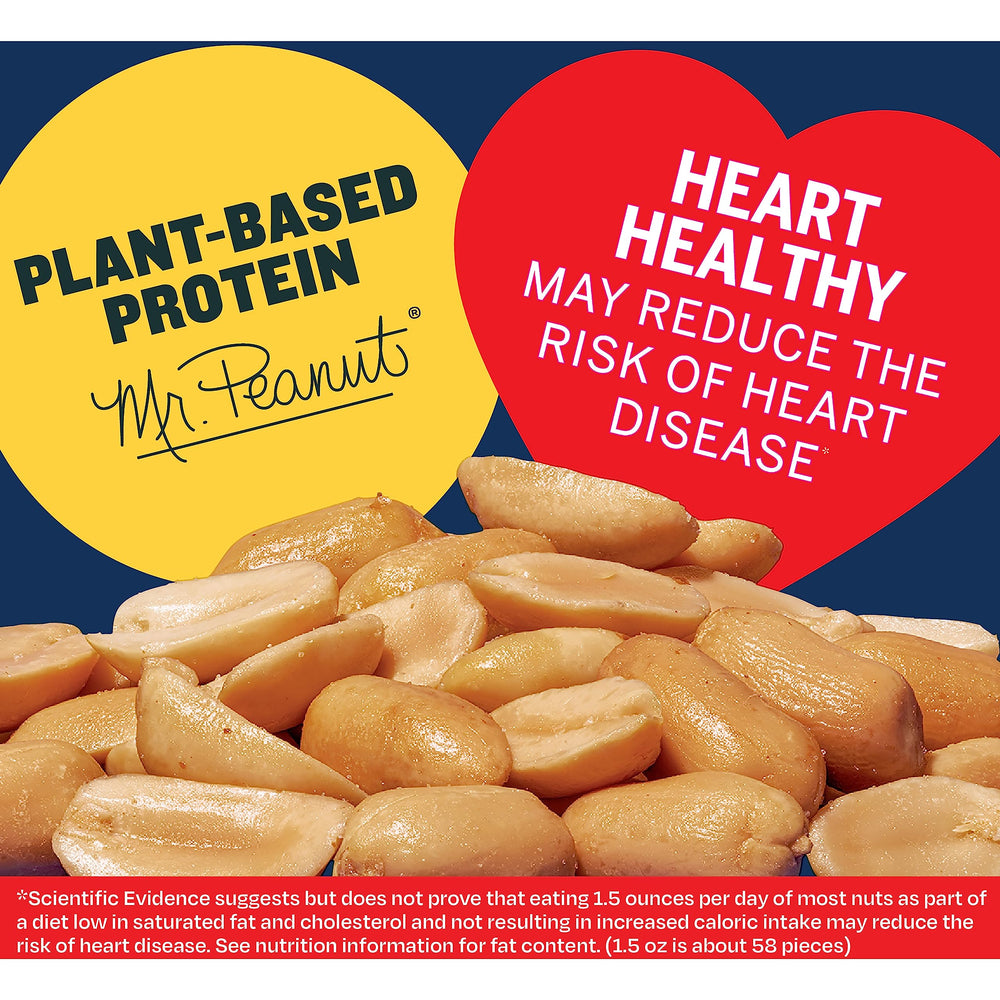 PLANTERS jar open with visible peanuts demonstrating resealable freshness benefit