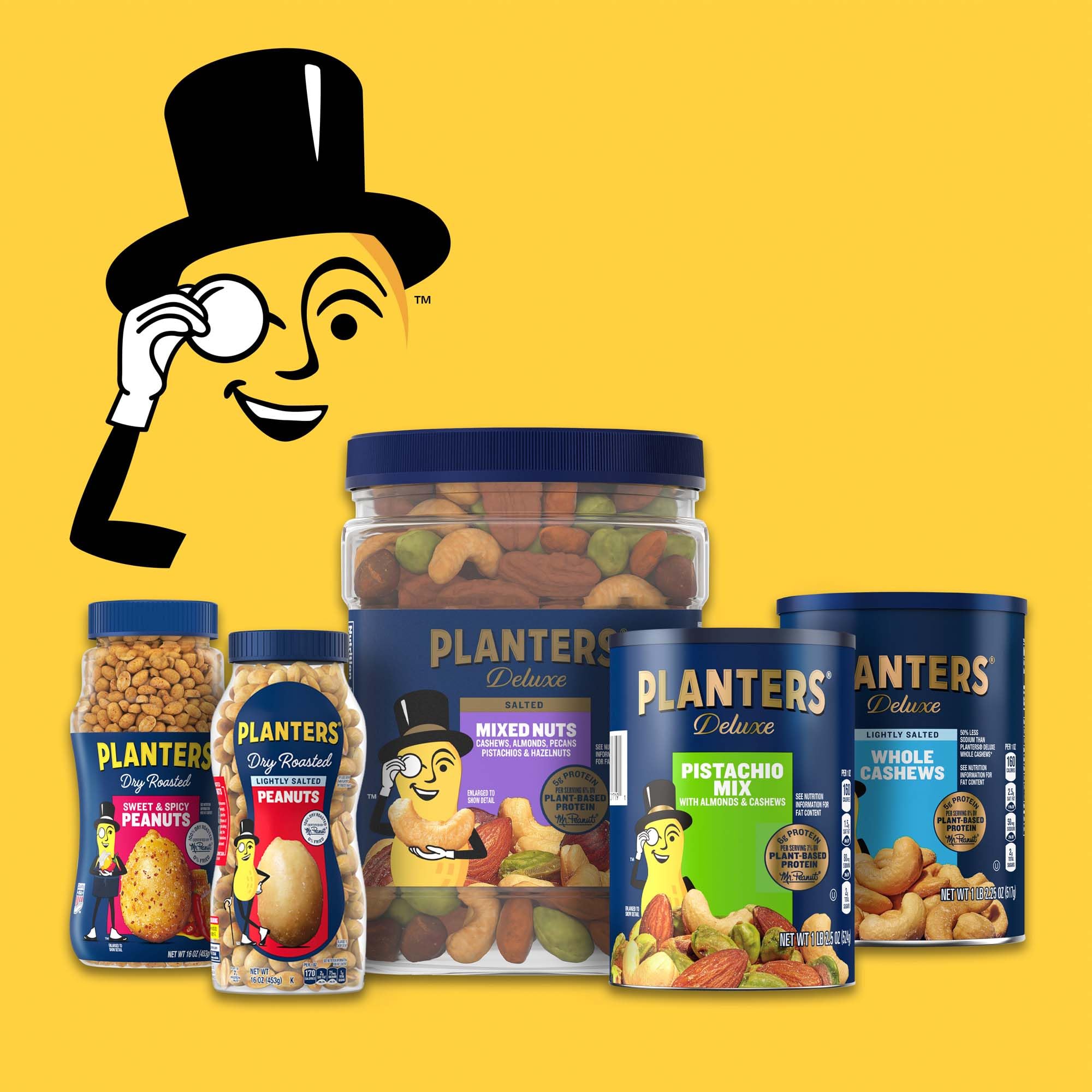 PLANTERS jar on party table illustrating shareable snack convenience and crowd-pleasing flavor
