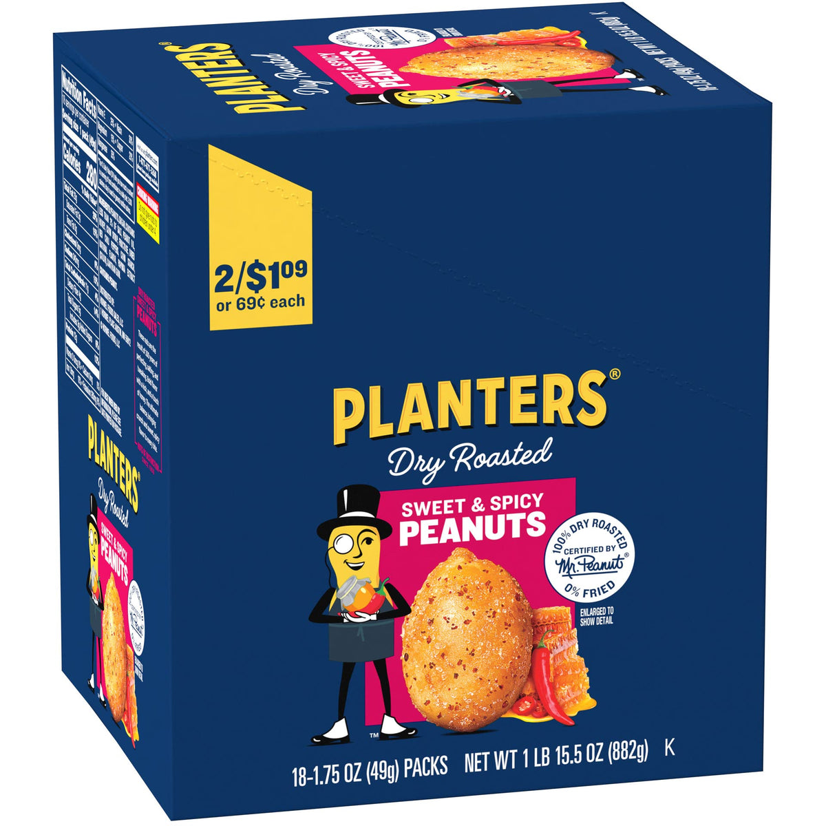 Planters front packaging showing 18 count box and snack packs benefit quick grab-and-go