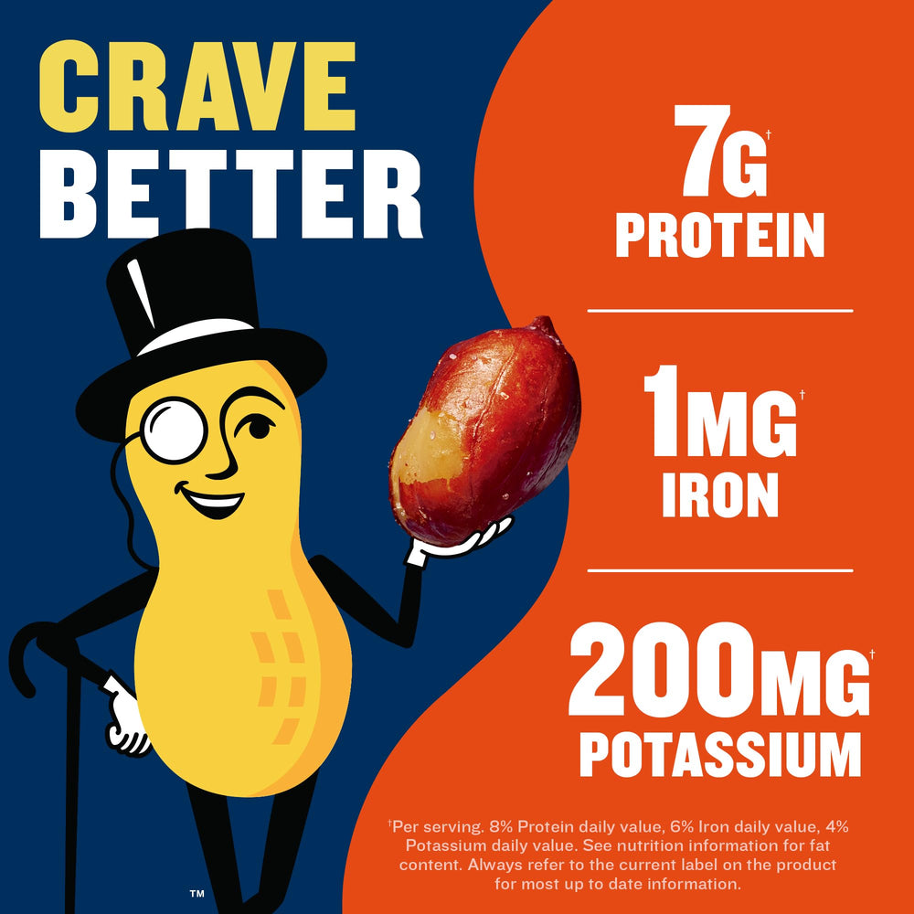 PLANTERS peanuts texture shot, roasted and salted for bold flavor
