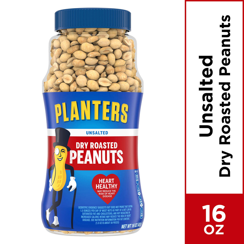 Planters close-up of dry roasted peanuts texture, brand crispness and snacking appeal