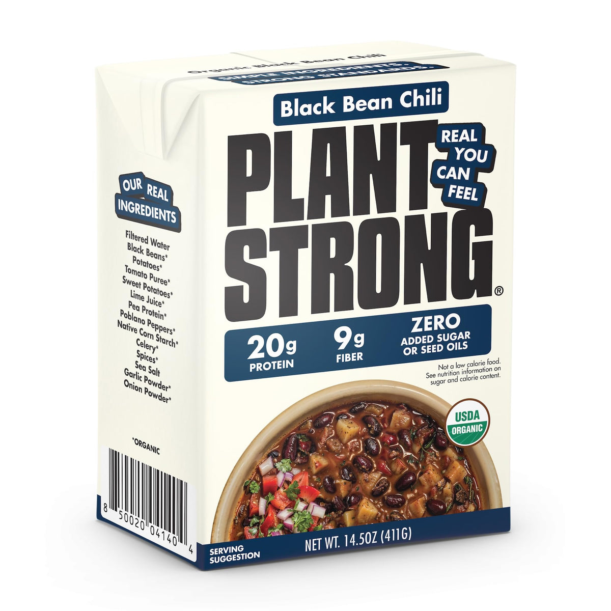 PLANTSTRONG front carton showing product branding and benefits