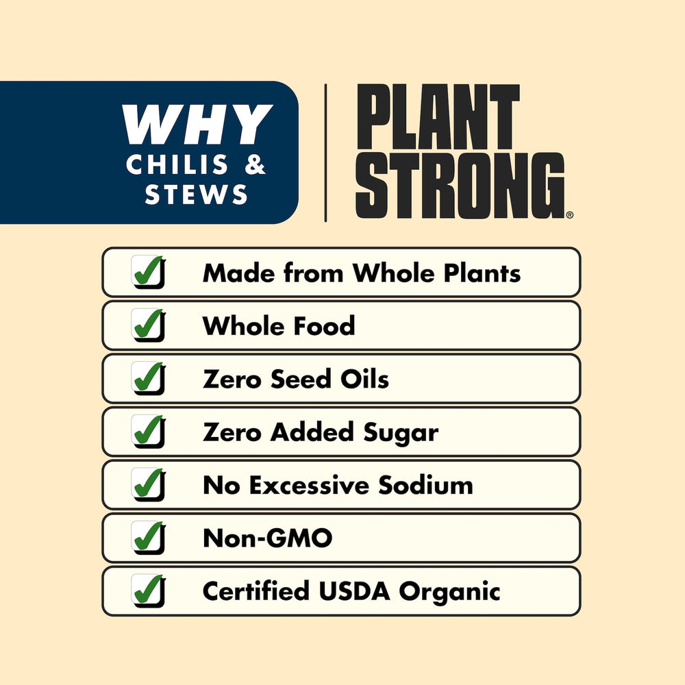 PLANTSTRONG label and ingredient list highlighting organic whole foods