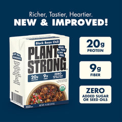 PLANTSTRONG chili poured into bowl ready to eat for quick meals