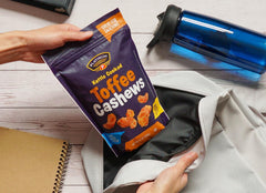 Platinum cashews in serving bowl ready to snack showcasing convenience and portion control