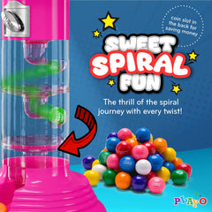 PlayO candy chute and dispense knob image showing simple twist-to-release functionality