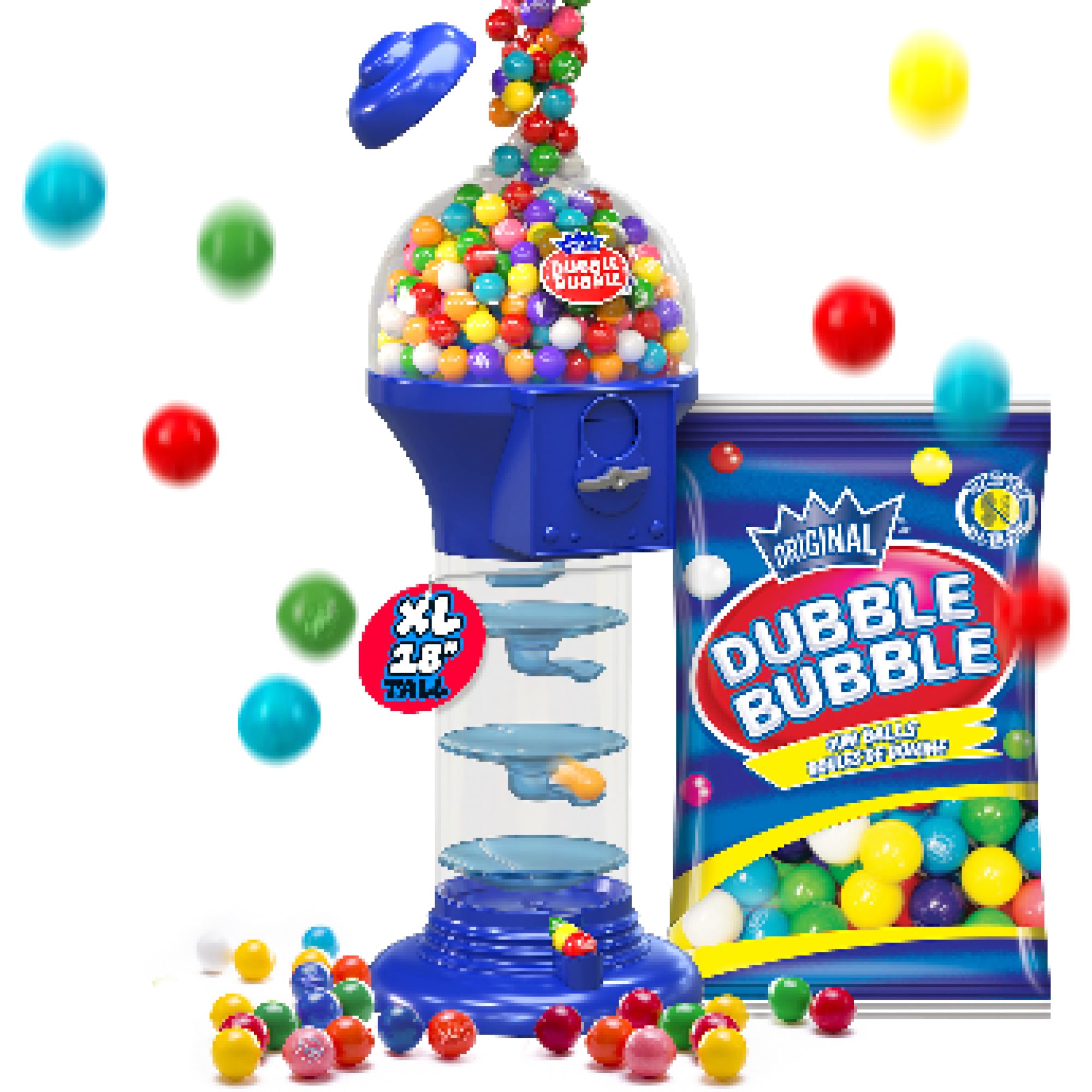 PlayO dispensing action with gumball falling, illustrating excitement