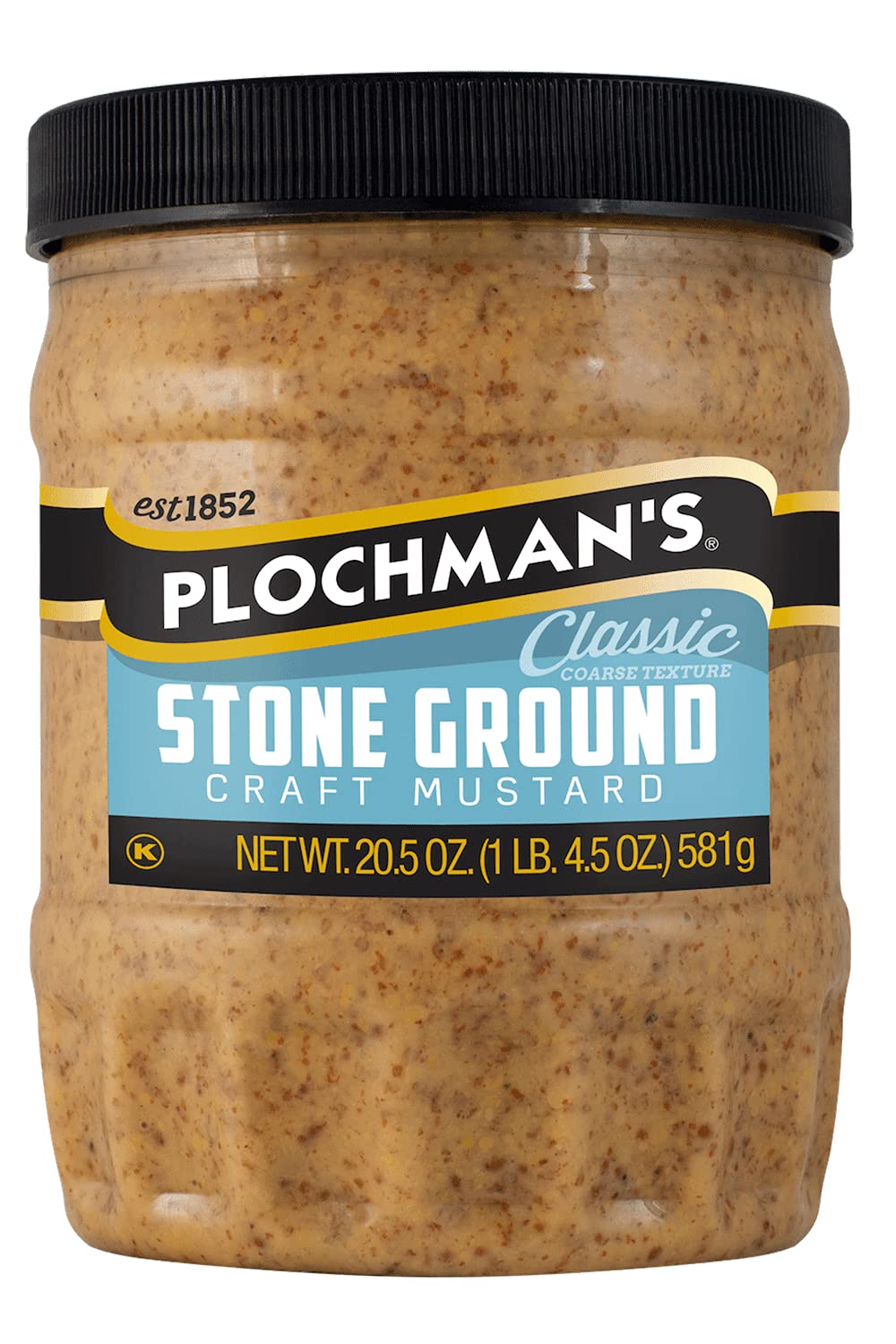 Plochman's jar front packaging showing label and size for pantry benefit