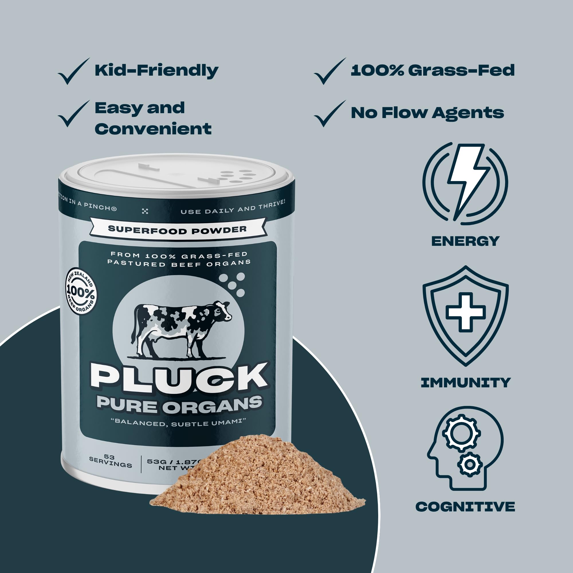 Pluck label details close-up showing ingredient transparency and purity