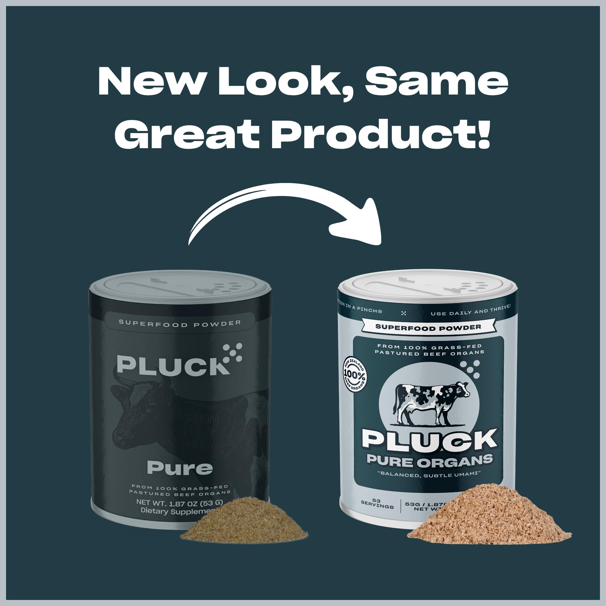 Pluck powder texture close-up highlighting fine grind and mixability