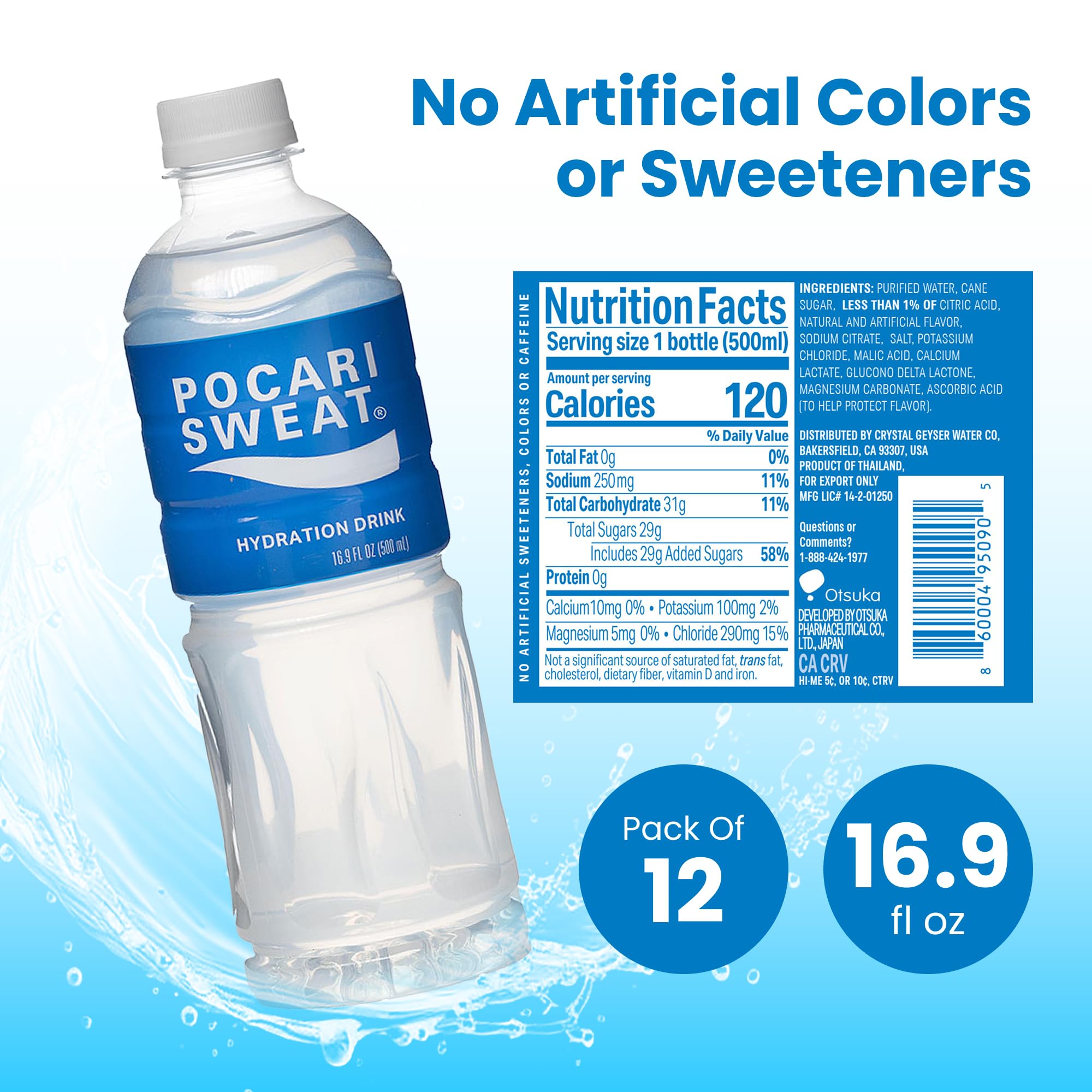 Pocari Sweat close-up of bottle cap and label highlighting safe materials