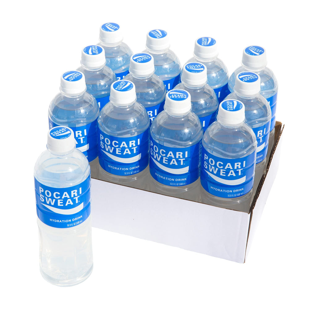 Pocari Sweat front packaging showing 12-pack and clarity for quick hydration