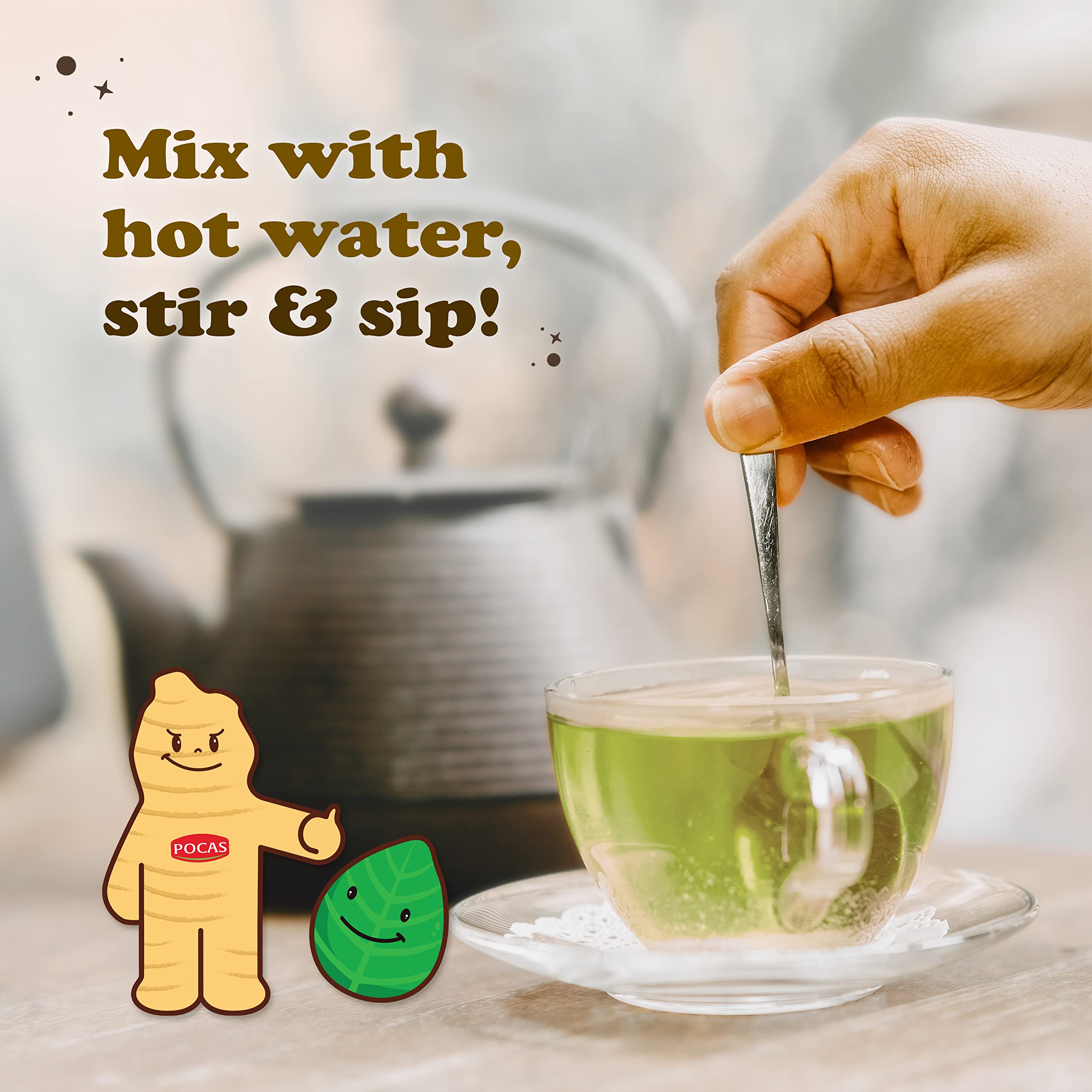 Pocas iced glass of tea with ice showing refreshing cold-serve option