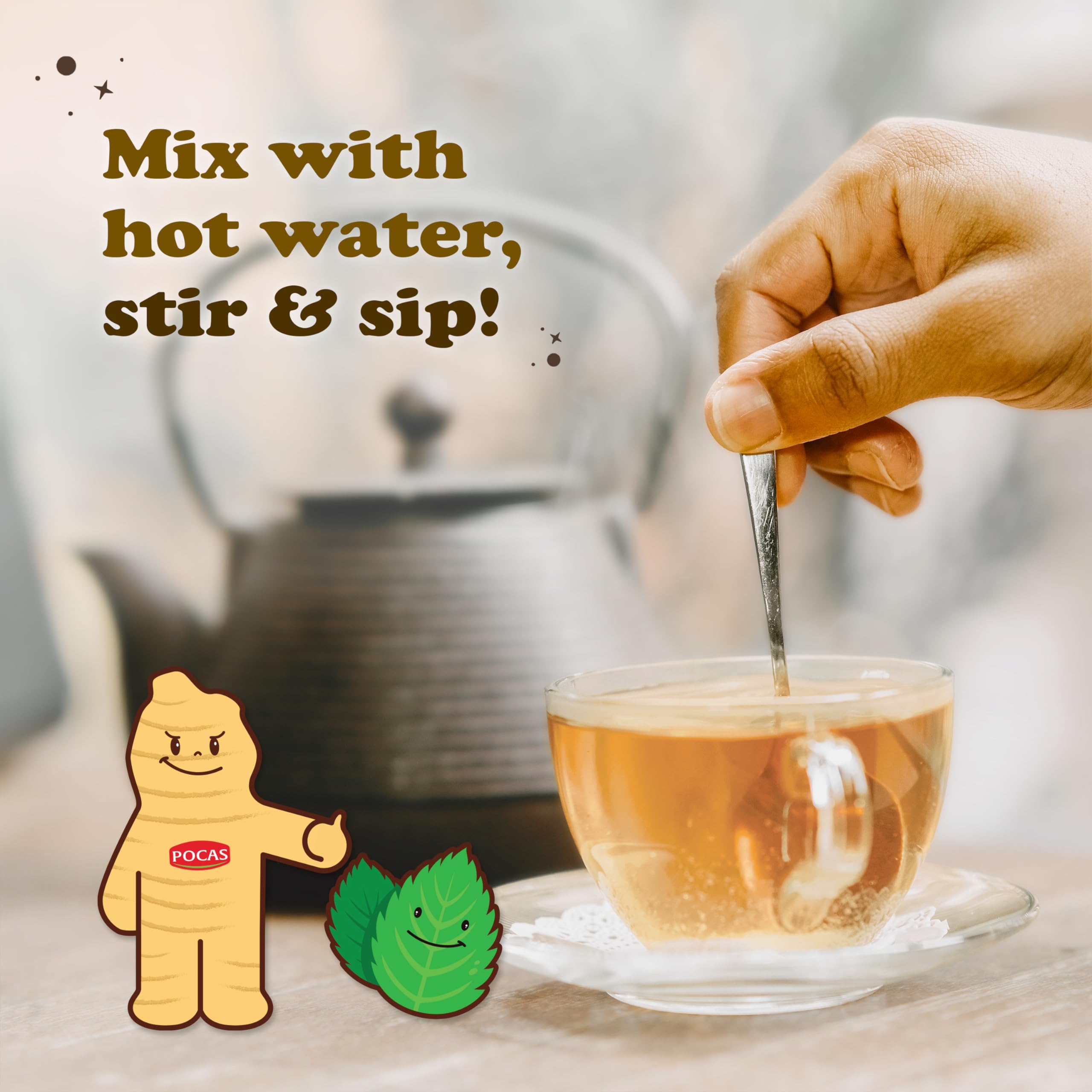 Pocas iced honey ginger tea served glass showing refreshing cold option