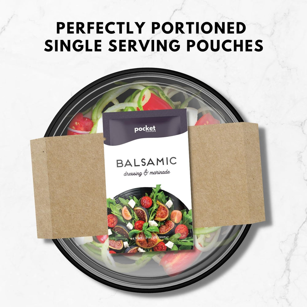 Pocket Flavors pouch held in hand to show 1 oz size and portable portion control