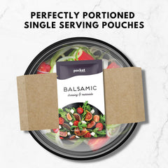 Pocket Flavors pouch held in hand to show 1 oz size and portable portion control