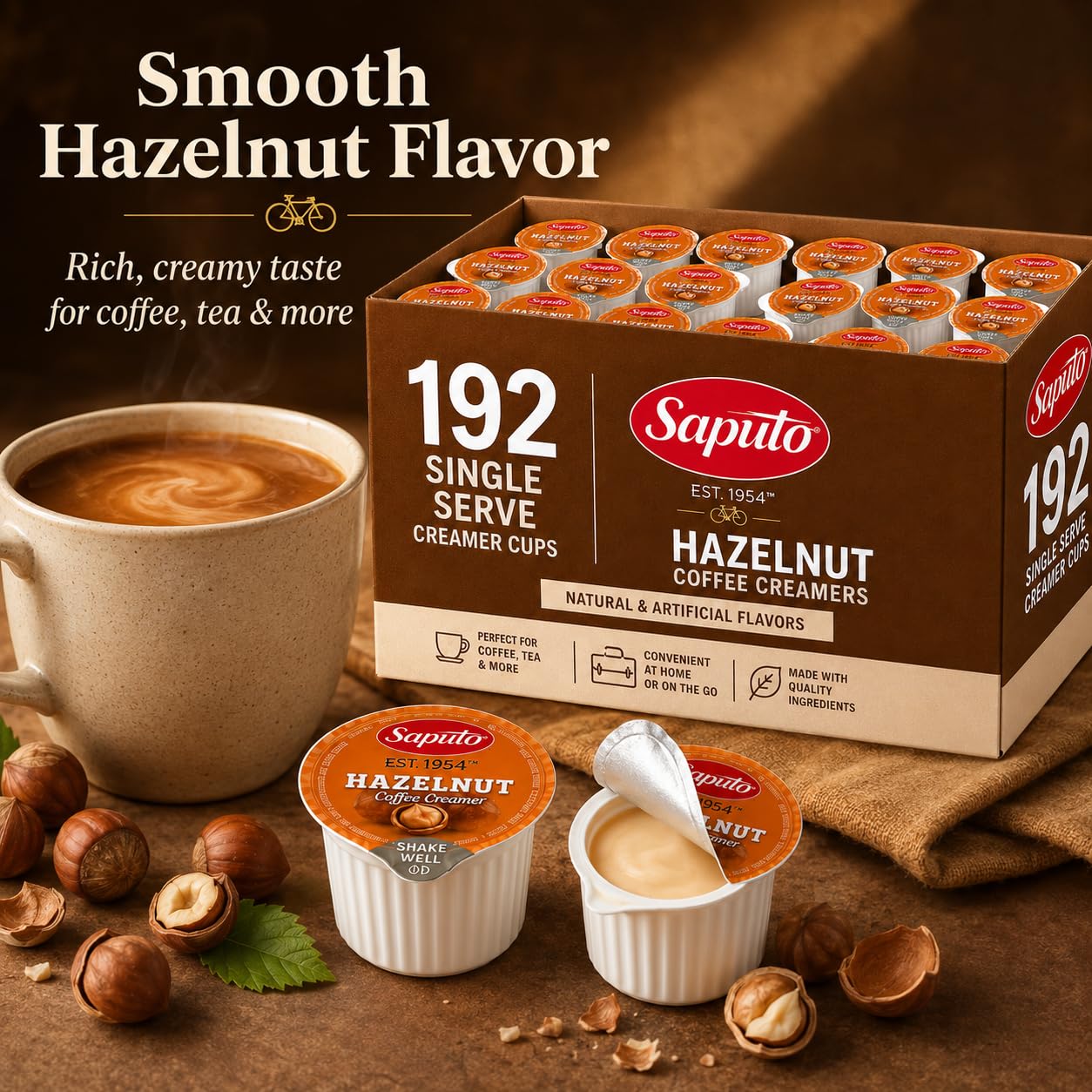 POGALIGHT pouring creamer into coffee for quick flavoring